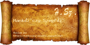 Hankóczy Szegfű névjegykártya